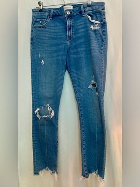 Abercrombie & Fitch Distressed Mid Rise Super Skinny Ankle Blue Jeans Size 12